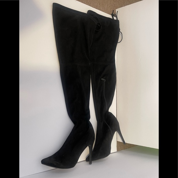 JOY IN LOVE Women's Microsuede Over The Knee High Heel Boots black boots - Picture 9 of 12